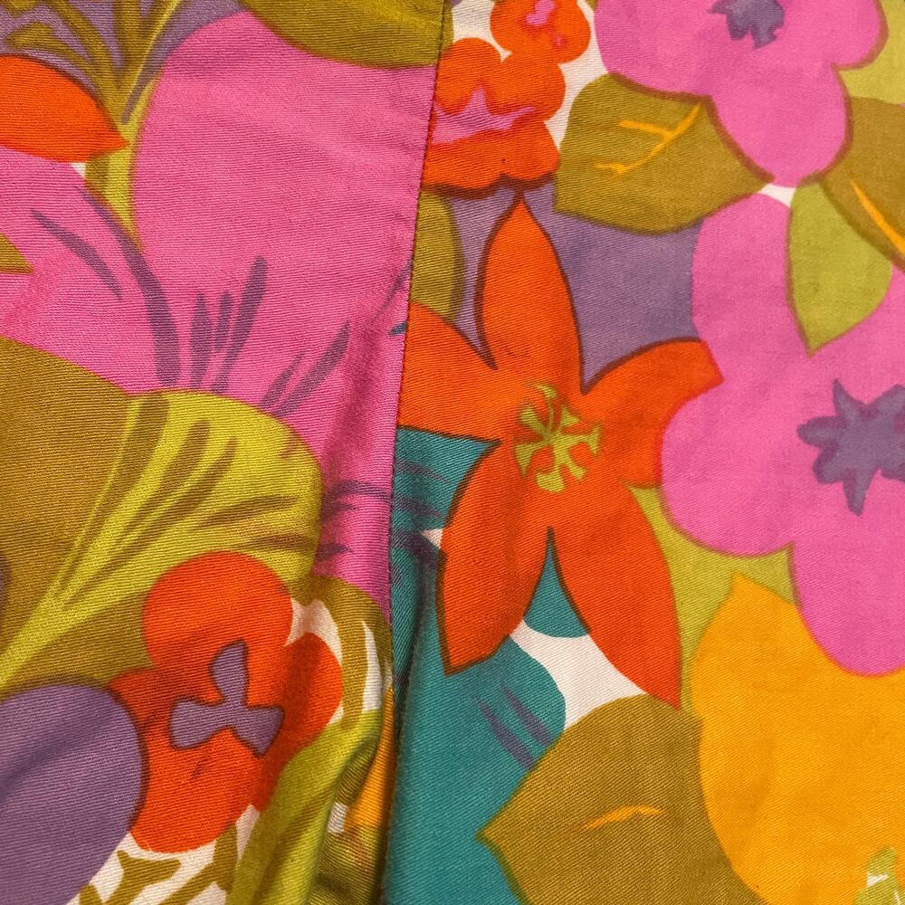 Vintage 60s Hawaiian Floral Swim Board Shorts Medium Cotton Trunks Retro Hippie - Picture 2 of 11